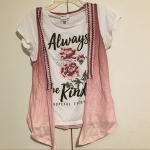 Girl’s XL Self Esteem White shirt w/Attached Vest